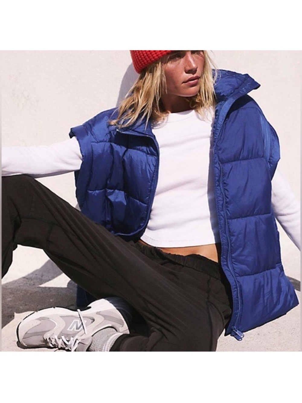 Free People in a bubble puffer vest